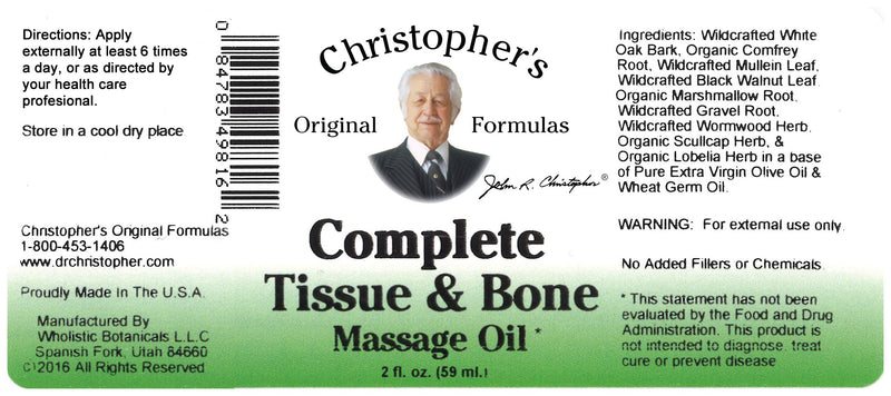 Complete Tissue & Bone Massage Oil 2 oz. Label