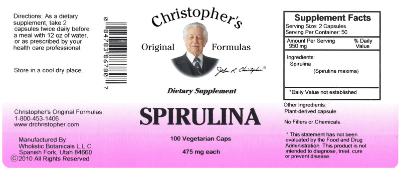 Spirulina Capsule Label
