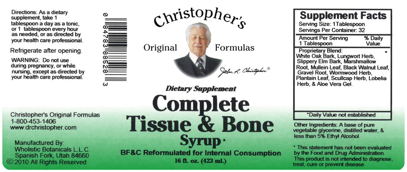 Complete Tissue & Bone Syrup 16 oz. Label