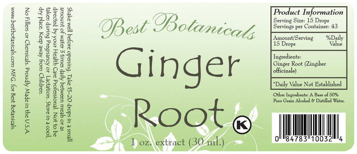 Ginger Root Extract Label