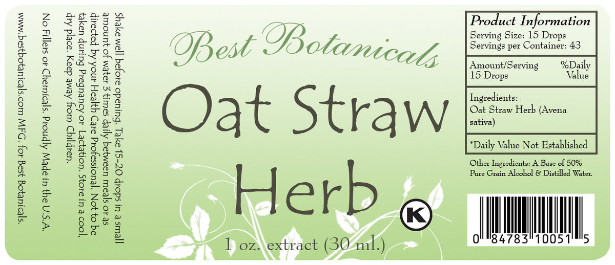 Oat Straw Herb Extract Label