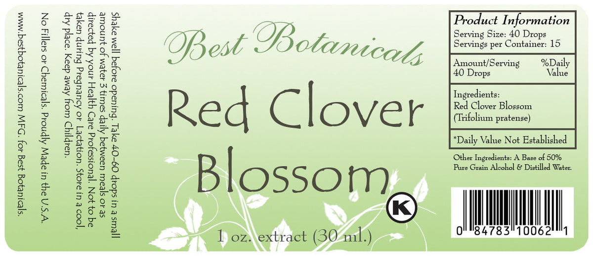 Red Clover Blossom Extract Label