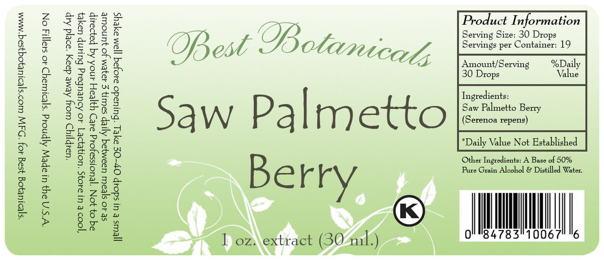 Saw Palmetto Berry Extract Label