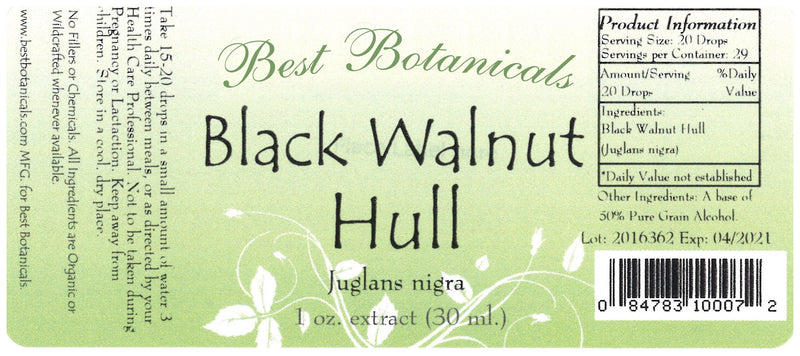 Black Walnut Hull Extract Label