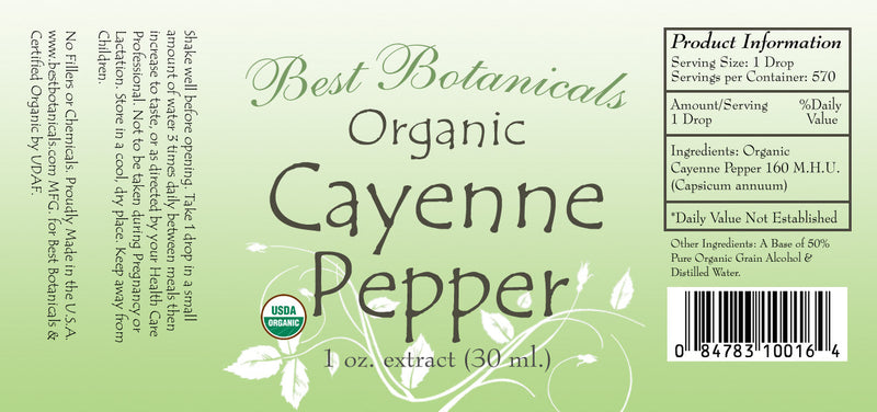 Cayenne Pepper Extract 160 MHU Label