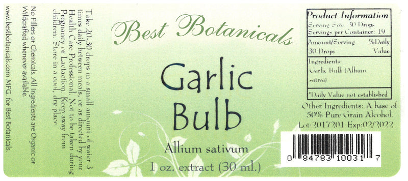 Garlic Bulb Extract Label