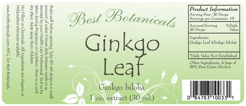 Ginkgo Leaf Extract Label