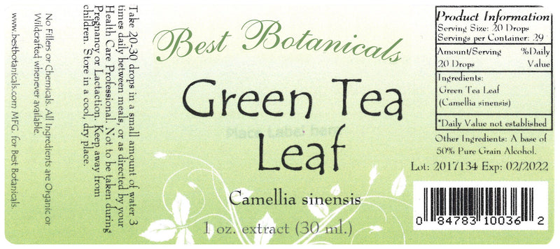 Green Tea Leaf Extract Label