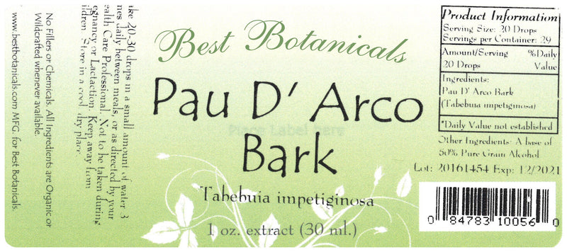 Pau D' Arco Bark Extract Label