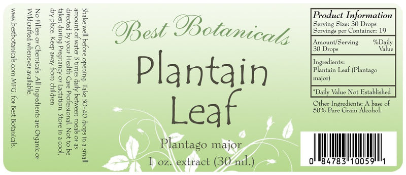 Plantain Leaf Extract Label