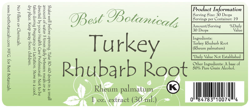 Turkey Rhubarb Root Extract Label