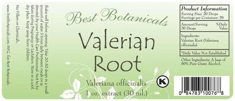 Valerian Root Extract Label
