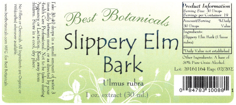 Slippery Elm Bark Extract Label