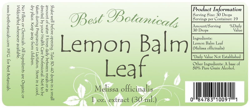 Lemon Balm Leaf Extract Label