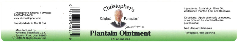 Plantain Ointment Label