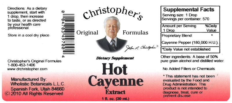 Cayenne Pepper 200 MHU Extract Label
