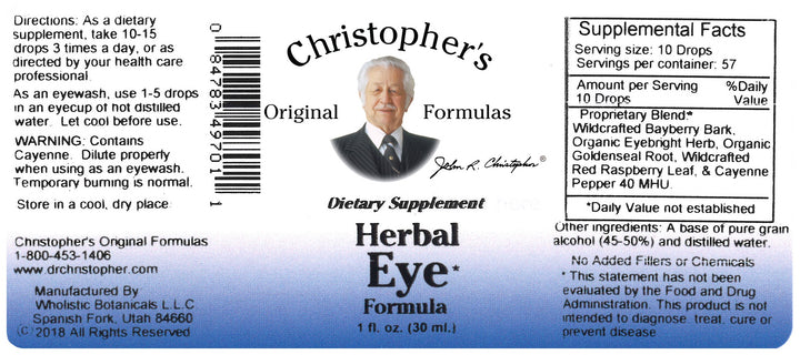 Herbal Eye Formula Extract Label