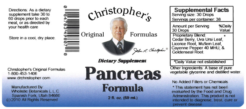 Pancreas Formula Extract Label