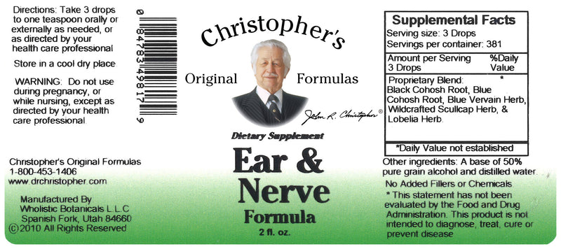 Ear & Nerve Extract Label