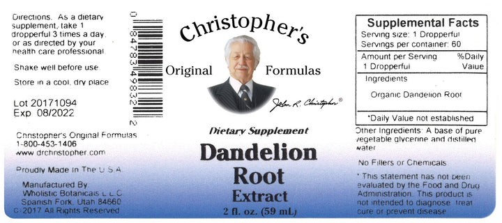 Dandelion Root Extract Label