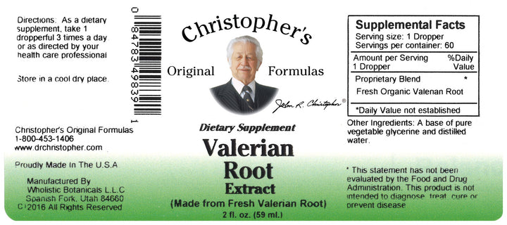 Valerian Root Extract Label