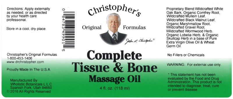 Complete Tissue & Bone Massage Oil 4 oz. Label