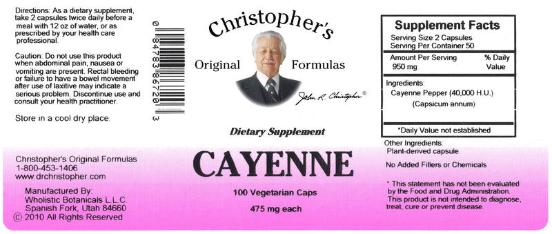 Cayenne Pepper Capsule Label