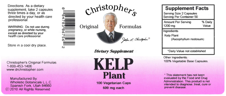 Kelp Plant Capsule Label
