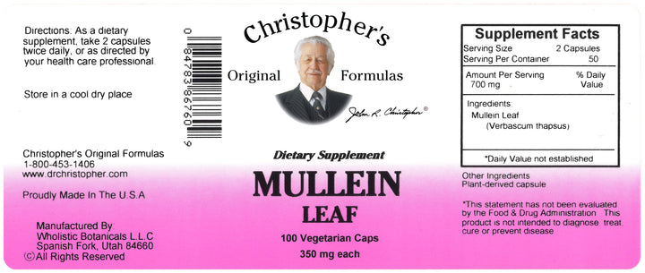 Mullein Leaf Capsule Label