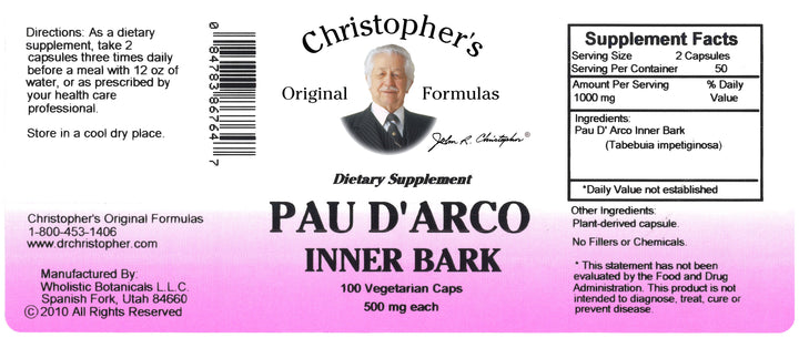 Pau D' Arco Bark Capsule Label