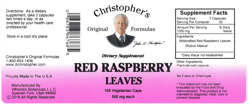 Red Raspberry Leaf Capsule Label