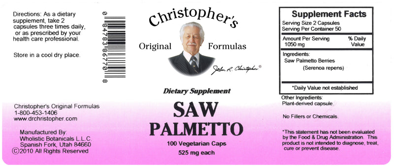 Saw Palmetto Berry Capsule Label