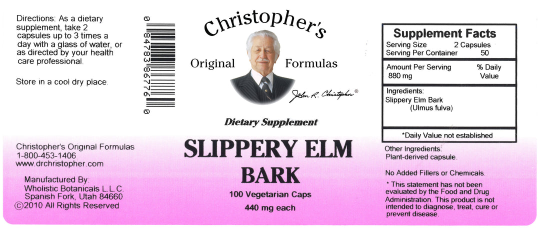 Slippery Elm Bark Capsule Label