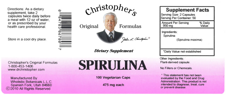 Spirulina Capsule Label