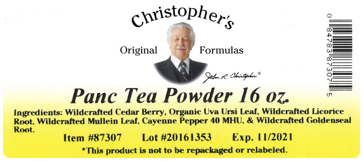 Panc Tea Powder Label
