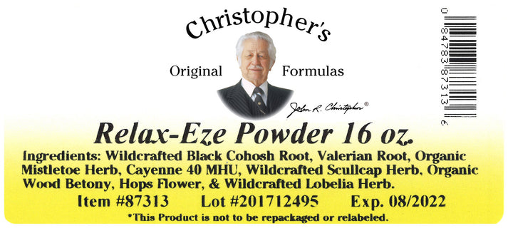 Relax-Eze Powder Label