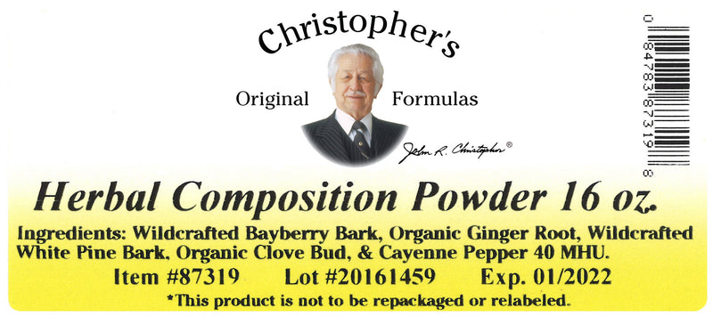 Herbal Composition Powder Label