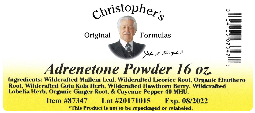 Adrenetone Powder Label