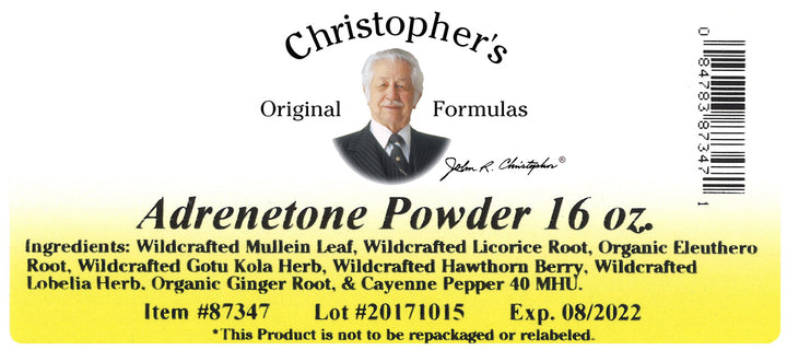 Adrenetone Powder Label