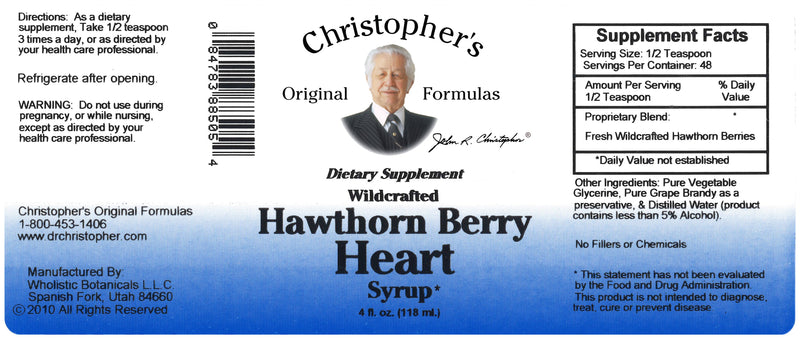 Hawthorn Berry Heart Syrup 4 oz. Label