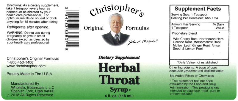 Herbal Throat Syrup Label