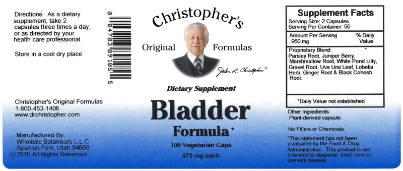 Bladder Formula Capsule Label