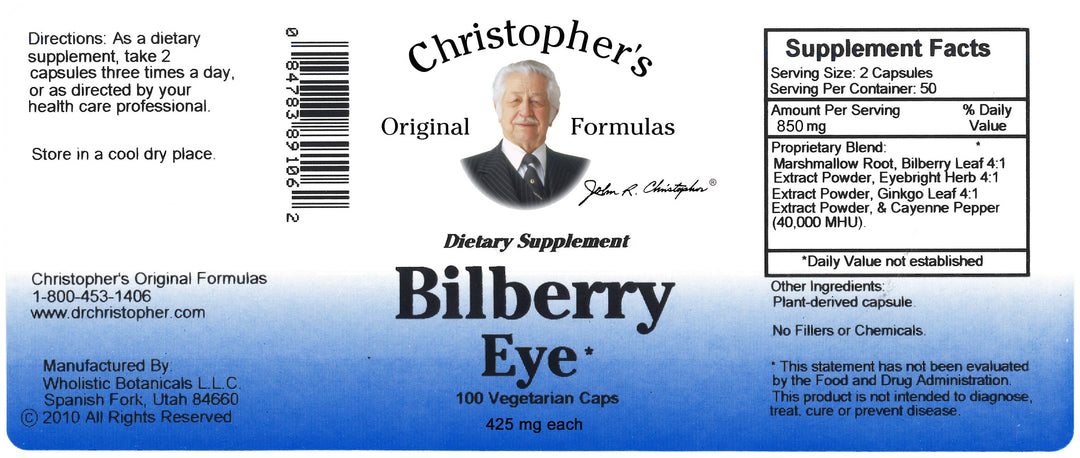Bilberry Eye Capsule Label