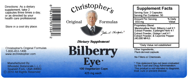 Bilberry Eye Capsule Label