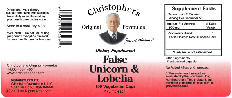 False Unicorn & Lobelia Capsule Label