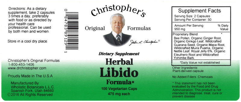Herbal Libido Capsule Label