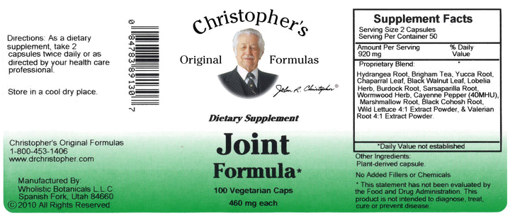 Joint Formula Capsule Label