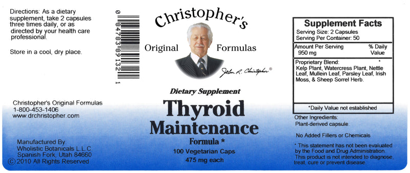 Thyroid Maintenance Capsule Label