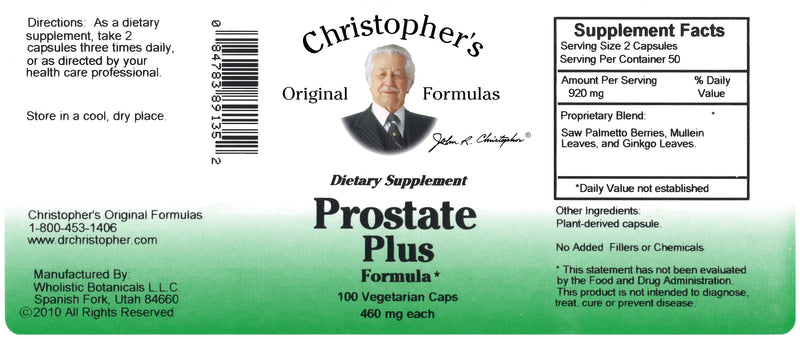 Prostate Plus Formula Capsule Label