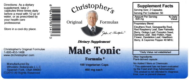 Male Tonic Formula Capsule Label